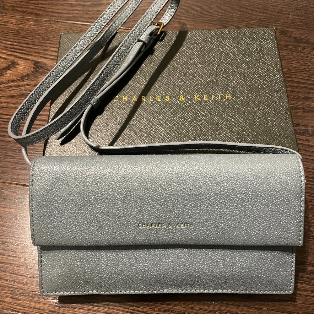Charles & Keith Steel Blue Shoulder Purse